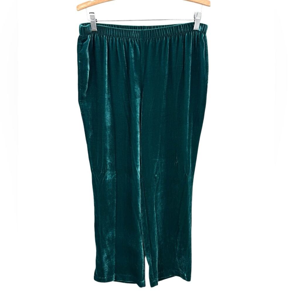 Soft Surroundings Emerald Green Velvet Pants Pull-On size Small Petite